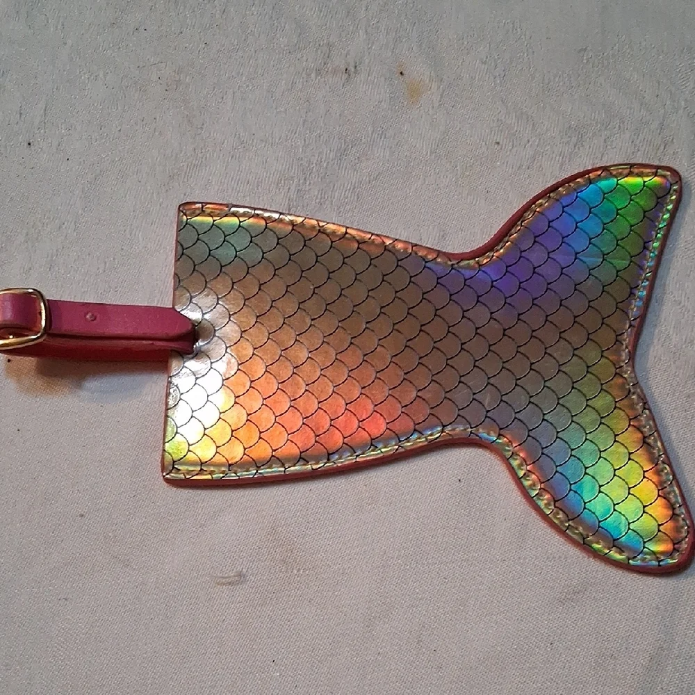 Pink Fish-Shaped Luggage Tag with ID Window
